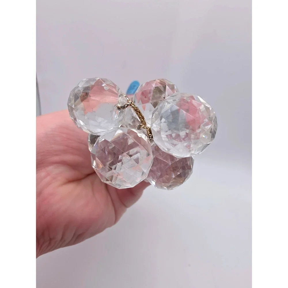 Unbranded Faceted Glass Grape Cluster MCM Clear Fair Vintage Decorative Accent